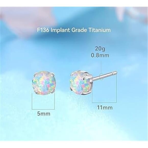 Hypoallergenic G23 Titanium Earrings,F136 Implant Grade Pure Titanium Birthstone - Picture 4 of 6